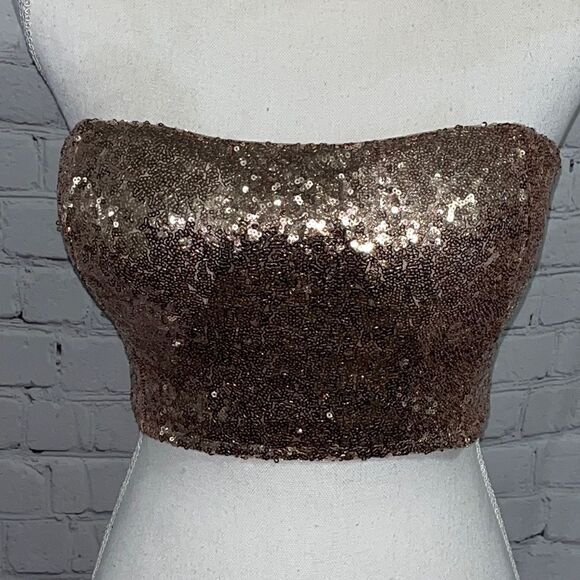 Charlotte Russe - Copper Sequin Strapless Top - S - Picture 1 of 5